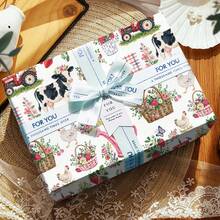 5m Roll Wrapping Paper, Cute Cow Pattern In Pink, 43cm X 500cm Coated Paper, Thickened Gift Wrapping Paper, Suitable For Birthday Gifts, Bachelorette Parties, Gift Decorations, And General Holiday Use - Dairy Farm - 5m - View 2