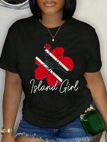 1 Piece 100% Cotton T-Shirt With The Trinidad And Tobago Flag For Girls, Trinidadian Pride And Roots, For Women And Men, Loose Fit, Comfortable And Soft, With Round Neck, 180g 100% Cotton - 黑色 - 查看 6