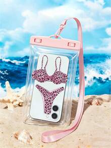 New Leopard Print Bikini Pattern Waterproof Phone Pouch,Waterproof Mobile Phone Case, Summer Outdoor Sports Waterproof Bag, Rafting Diving Swimming Waterproof Bag, Universal Pvc Waterproof Bag Mobile Phone Protective Cover - Multicolor - View 1