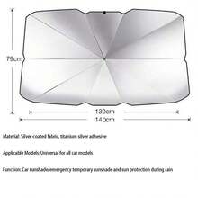 1pc Foldable UV Protection Sunshade Windshield, Multifunctional Car Front Windshield Heat Insulation Sun Umbrella, Suitable For Sedan SUV, Unisex Car Exterior Accessory - A - View 2