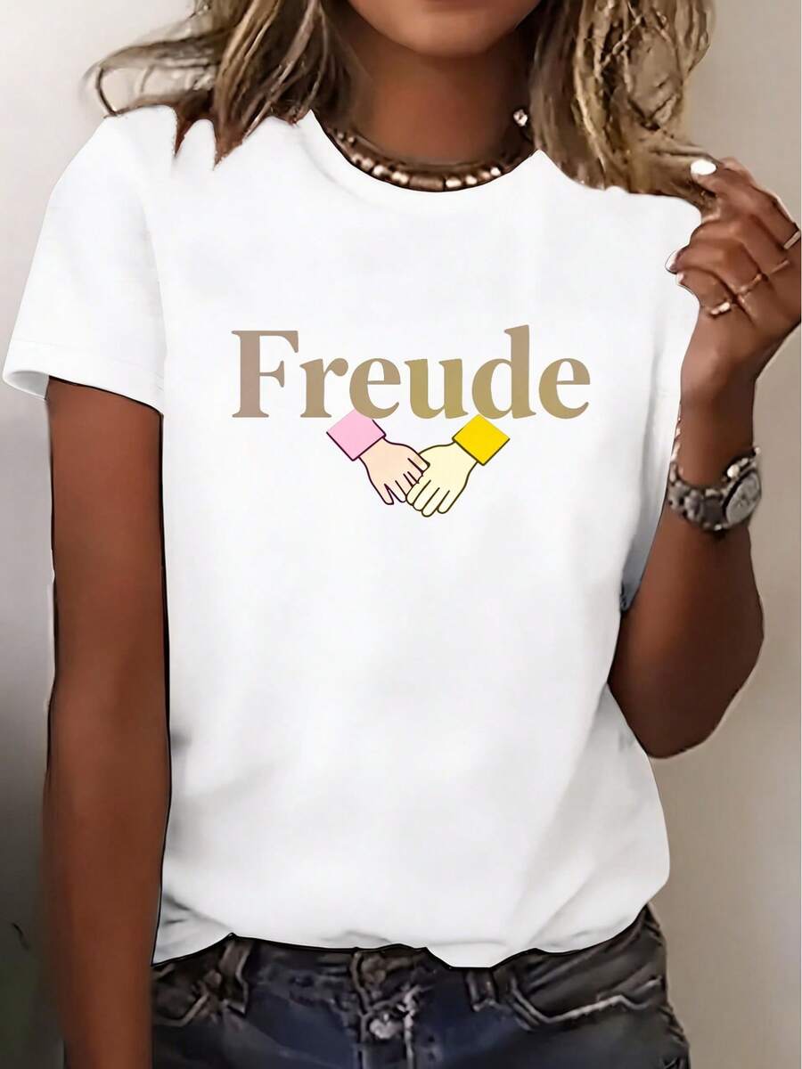 Women's Short Sleeve T-Shirt - Stylish Crew Neck Shirt - Suitable For Travel, Beach, And Casual Wear | Machine Washable Spring/Summer Essentials | Suitable For Casual Or Formal Occasions Such As Dates, Holidays, And Gifts - Unisex Short Sleeve Crew Neck T-Shirt In Loose Cotton With An Urban Vintage Style. - 白色 - 查看 1