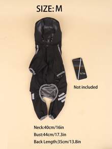A Lightweight Polyester Dog Raincoat With Reflective Strips, Covering All Four Legs In Solid Black, Waterproof Pet Jacket Raincoat, Suitable For Small Teddy Dogs And Large Dogs To Wear Year-Round In Autumn (Not Suitable For Large Breeds) - Black - View 9