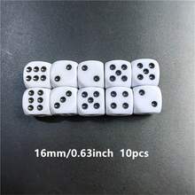 Easytoday 10pcs/Set High Quality 14mm/16mm Dice Set, White Dice With Black Dots, Acrylic Round Corner D6 Dice For Club Party Use - White - View 9