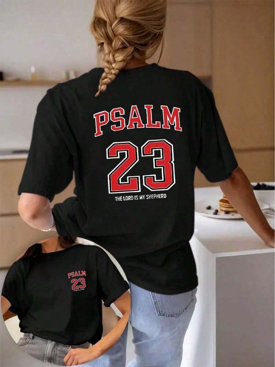 Fashionable Short-Sleeved T-Shirt With Double-Sided Prints, Casual Round Neck T-Shirt And Elegant Clothing For Women. - 黑色 - 查看 1
