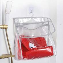 1pc Waterproof Hanging Storage Bag, Bathroom Wall Mounted Clothes Organizer, Shower Phone Toiletry Pouch, Dorm Bathroom Waterproof Hanging Bag For Clean Clothes Storage - Multicolor - View 10