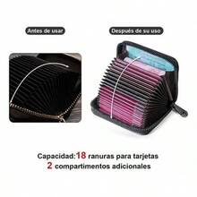 Leather Card Holder With Multi-Slots Organizer With Zipper - 1 - View 2