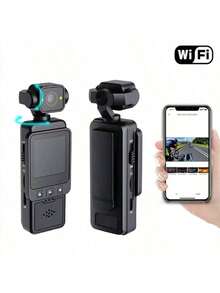 4K HD Video Recording Camera, Action Camera - Portable, Clip-On, Rechargeable, Vlogging Camera, 4K Handheld Stabilizer Pocket Action Camera Gimbal | 4K Handheld Stabilizer | 270° Viewing Angle, Full Body Camera, 1080P, Motion Stabilization, Perfect For Video And Recording, Perfect For Life And Travel - Ver 2