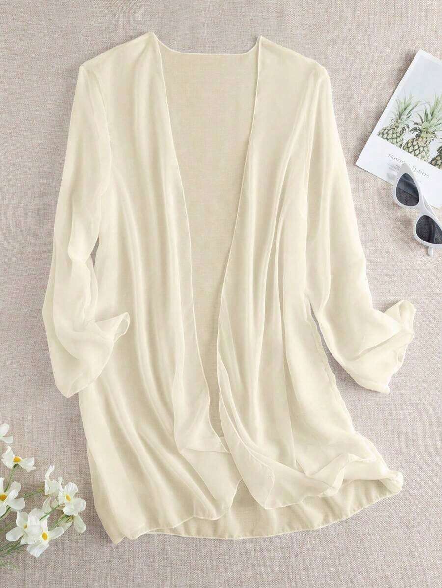 Swim  Kimono transparente de color liso para vacaciones en la playa - Albaricoque - Ver 1