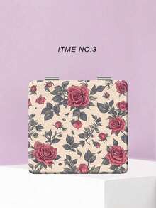 Vintage Blume Muster tragbarer Make-up Spiegel, französischer Landhausstil botanisches Muster PU Leder Reise Kosmetikspiegel, Brautjungferngeschenk, Brautparty Gastgeschenk, Damen Taschenspiegel, Hochzeitsfeier, Geburtstag, Valentinstag, Weihnachten, Jahrestag Geschenk für sie - Verschiedenfarbig - Übersicht 16
