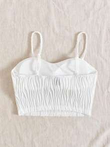 VCAY Top de Cami acolchado y texturizado marrón para mujeres con estilo de vacaciones - Blanco - Ver 2