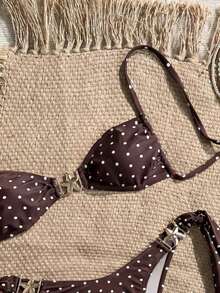 Conjunto de bikini de dos piezas con estampado tropical, casual para vacaciones - Multicolor 4 - Ver 5