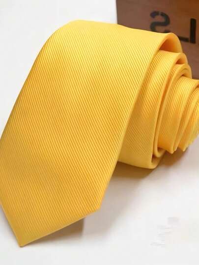 1pc Men's Yellow Fashionable Densely Woven Business Necktie