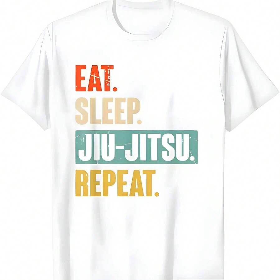 Comer dormir Jiu-Jitsu repetir Jiu-Jitsu arte marcial amantes regalo camiseta - Blanco - Ver 1