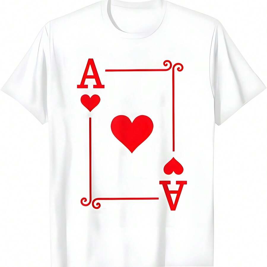 Disfraz de cartas de juego - Ace Hearts Card - Camiseta de Ace Card - Blanco - Ver 1