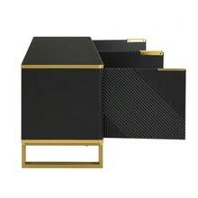 TV Stand With Four Doors, TV Mount, TV Panel, Low TV Stand. Unique Design, Geometric Texture. 160 X 37.5 X 48 Cm (Length X Width X Height) - 黑色 - 查看 8