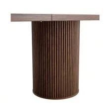 Modern Oval Dining Table With Fluted Pedestal Base, High-Quality MDF Surface With Wood Look, In Wabi-Sabi And Mid-Century Style For Home Kitchen. - Brown - View 5
