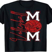 Camiseta de voleibol decorada para el Día de la Independencia/Día del Padre, ideal para el Día de los Juegos de Mamá. Dise?o unisex, camiseta estampada de manga corta para verano de 2025, 220 g de algodón puro. - Negro - Ver 1