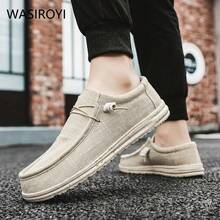 WASIROYI Men's Casual Canvas Slip-On Sneakers For Halloween, Outdoor Lightweight Breathable Flat Loafers - 米色 - 查看 7