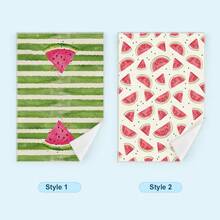 2pcs Kitchen Towels, Green Striped Watermelon Pattern Super Soft Microfiber Kitchen Towels, 40*60cm/15.7*23.6in, Single-Sided Print, Dish Cloths For Kitchen, Restaurant, Bathroom Decor, Holiday Gift - Multicolor - View 5