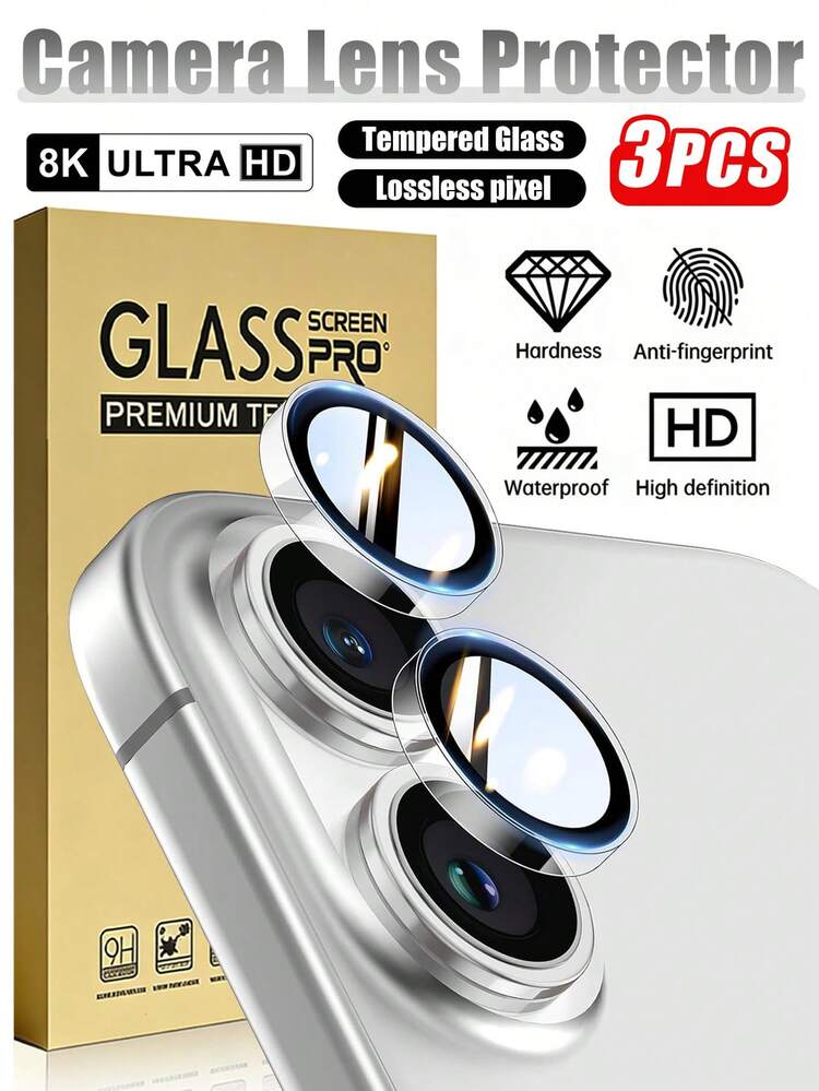 3 piezas - Protector de lente de cámara transparente, ajuste perfecto, protector de lente de cámara trasera redonda, compatible con iPhone 17 Pro Max/17 Air/16 Pro Max/16 Pro/16 Plus/16/16E/15/14/13 Mini/12/11, accesorios para teléfono, adecuado con funda para teléfono - transparente - Añade 10