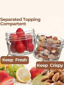 2pcs Overnight Oats Container With Lid, Double-Layer Chia Pudding Cup With Dry & Wet Separation, Leak-Proof Yogurt Fruit Cereal Salad Cup, Stackable Durable Glass Overnight Oats Container For Work, Gym, School, Travel, Refrigerator Storage - Multiple Styles - View 9