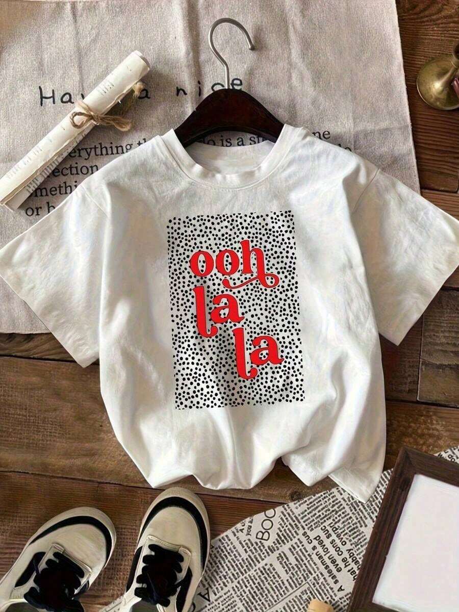 Women's Casual Short Sleeve French Style T-Shirt, Round Neck, For Summer And Spring, Women's Clothing, Fashionable Summer Cotton T-Shirt - 白色 - 查看 1