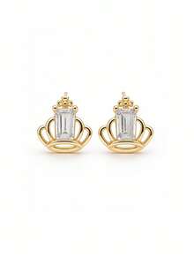 1 Pair 925 Sterling Silver Hypoallergenic Crown Stud Earrings, Adorable And Cute Design With Sparkling Cubic Zirconia, Gift Box Packaging, Suitable For Daily Wear Or Festivals, Gift For Girls, Friends, Back To School, Holiday - one-size - View 8