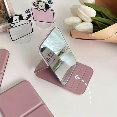1 chiếc gương trang điểm di động, làm bằng chất liệu da PU, có thể gấp gọn, gương trang điểm du lịch, phù hợp làm quà tặng, vật dụng du lịch thiết yếu, vật dụng mỹ phẩm thiết yếu, dễ dàng cất giữ, lý tưởng làm quà Giáng sinh hoặc quà lễ hội