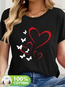 Camiseta suave 100% estampada, informal, de cuello redondo y manga corta, nueva colección de verano para mujer, blusas elegantes para dama. - Negro - Ver 7