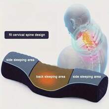 1 pieza Almohada de soporte ergonómica para el cuello - Producto de cuidado del cuello portátil y cómodo para una relajación instantánea, cojín para las piernas, diseñado para dormir, opción ideal para aliviar la rigidez del cuello, almohada de soporte para durmientes de lado, almohada para la columna cervical, almohada de espuma de memoria para dormir, almohada de soporte para el cuello, adecuada para durmientes de lado y espalda, almohada de cabecera, almohada cervical para dormir, cojín para el cuello, aliviar el cuello rígido, almohada de cabecera, almohada de soporte para el cuello de durmiente de lado - Multicolor - Ver 2
