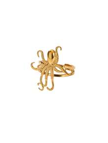 1PC Fashion Octopus Rings For Women 18K Gold Plated Stainless Steel Octopus Opening Ring Statement Summer Ocean Jewelry Gift BFF - Multicolor - View 7