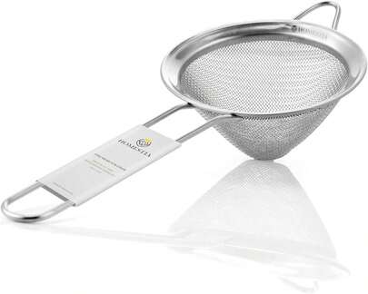 Homestia 3.3" Fine Mesh Strainer For Kitchen, 304 Stainless Steel Cocktail Sieve Sifters For Food, Liquid Drink Strainers Cup For Tea, Rice, Oil, Noodles, Fruits, Vegetables (Silver)