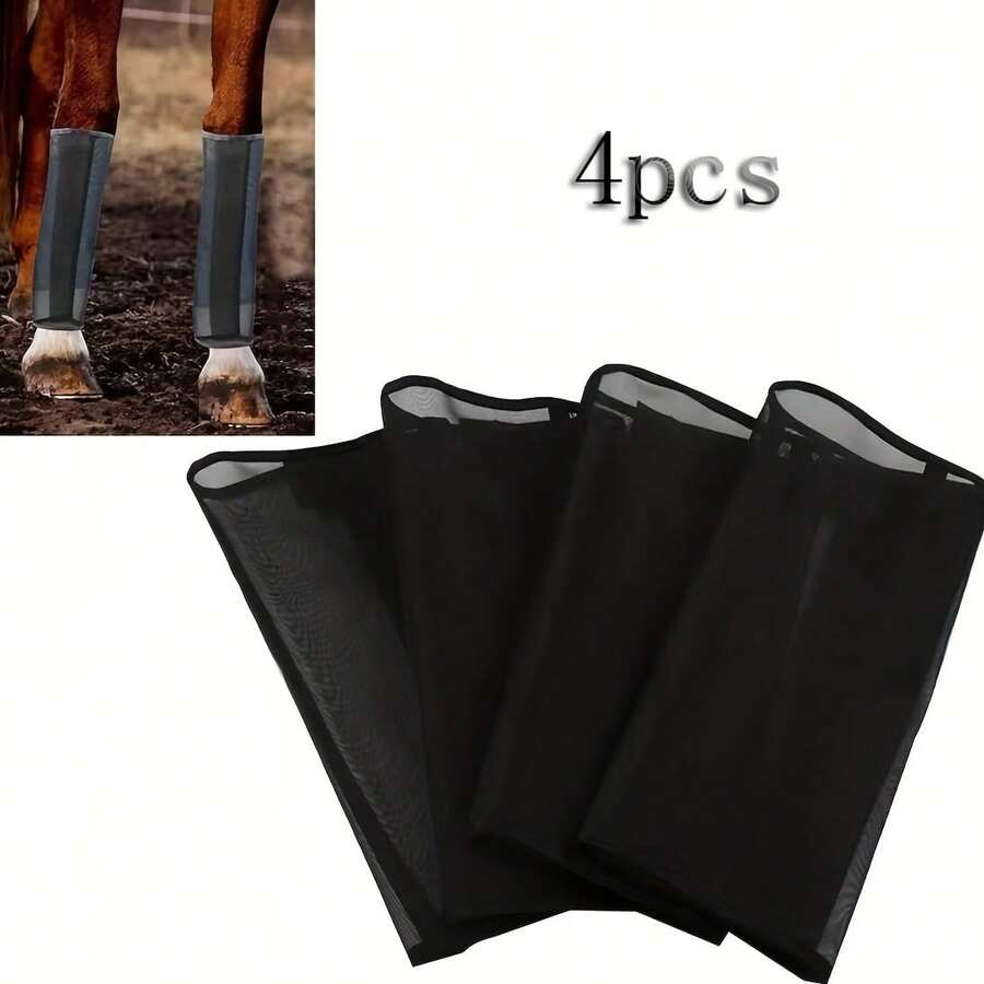 4pcs Horse Fly Boots, Breathable Mesh Horse Leg Wraps To Reduce Hoof Injury And Leg Fatigue, Prevent Horse From Flies And Mosquito Bites - Decorative - View 1