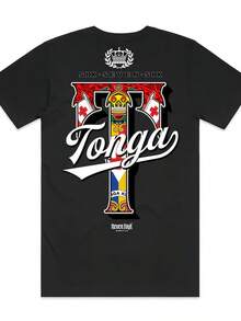 Men's Vintage Unisex Loose-Fit T-Shirt With A Casual Tonga 676 Print, Featuring Tongan Text And The Number 676 Design - Loose Fit, Crew Neck, Short Sleeves, Cultural Design, Semi-Formal Casual Wear, Lightweight T-Shirt For Everyday Street Wear During The Summer, Suitable For Travel, Home And Parties, A Perfect Gift For Women And Men. - 黑色 - 查看 6