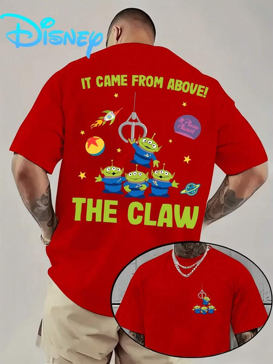 (Disney Licensed)Disney Toy Story Aliens Men's Oversized Graphic T-Shirt, "The Claw" Pizza Planet Alien Group Print Crew Neck Short Sleeve Casual Streetwear Tee, Retro Toy Story Cotton Blend Summer Top, Mens Clothes, Men, Ropa De Hombre, Summer Clothes, Men Shirts, Graphic Tees, Disney Outfits Men, Graphic Tees, Camisetas Para Hombre, Camisas Para Hombre, Summer Outfits For Men, Father's Day Gift, Perfect Gift For Family And Friends, Which Are Necessary For Birthday Parties, Disney Shirts, Mens Clothes, Summer Clothes, Officially Licensed Disney T-Shirts, Disney Men's And Women's Spring/Summer Fashion Casual Short-Sleeve T-Shirts - Đỏ - Xem 1