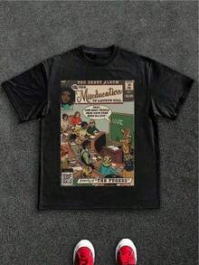Break The System The Miseducation Of Lauryn Hill Plus Size Graphic T-Shirt, Apricot Color, Women's Summer Casual Printed T-Shirt, Ideal For Beach And Vacation, Crew Neck Loose Fit T-Shirt, 100% Cotton, Soft Fabric, Short Sleeve - 黑色 - 查看 6