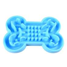 Pet Slow Food Bowl Silicone Bone Shaped Anti-Skid Dog Bowl Cats Feeding Bowls Leakproof Food Feeder Training Dog Slow Food  Pet - Màu xanh da trời - Xem 10