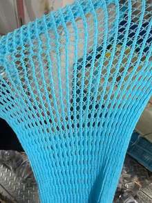 Swim  Vestido de encubrimiento sin mangas con cuello halter para mujeres para vacaciones de verano en la playa con apliques huecos - Celeste - Ver 4