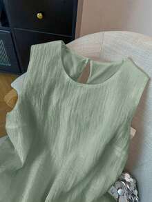 de tirantes de unicolor casual de talla grande, verano - Verde - Ver 4