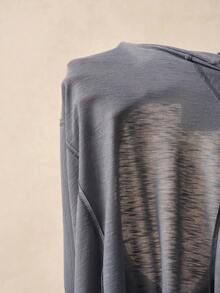 Camiseta casual de mujer de manga corta y cuello en V de unicolor holgada - Gris - Ver 7