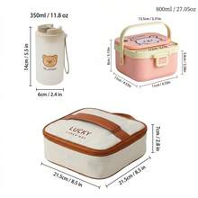 304 Stainless Steel Lunch Box, Bento Box Adult, Cute Microwavable Lunch Containers, Leakproof Snack Containers With Lids, Travel Food Containers, Portable Lunch Bowls With Handle, Bento Snack Box With Utensils For School Student - Multicolor - View 21