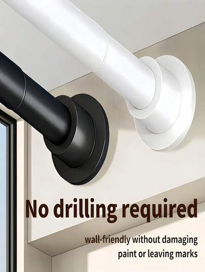 1pc Multi-Functional Telescopic Rod, Built-In Spring, High Load-Bearing Capacity, Suitable For Shower Curtain Rod, Drying Rack, Curtain Rod, Roman Rod, Wardrobe Support Rod, Doorway Curtain Rod, No Drilling Required