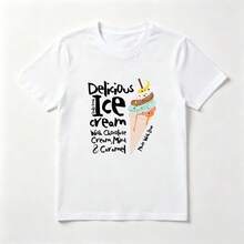 Cono de Helado Multicapa Playera de Algodón Blanca Divertida Veraniega - Blanco - Ver 1