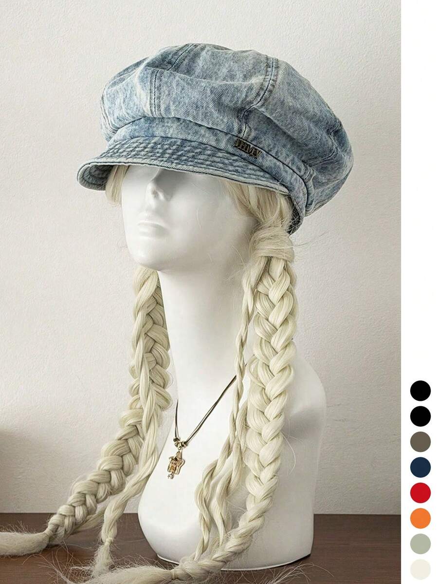 Girl's Oversized Octagonal Newsboy Cap, Designer Style, Versatile Face-Slimming Painter Hat, Plus Size, Washed Distressed Casual Beret, Artistic Niche Vintage Retro Baseball Cap