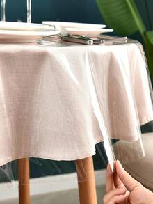 Soft Glass PVC Round Tablecloth Waterproof, Anti-Oil, Anti-Scalding, Wash-Free Round Table, Transparent Table Mat, Desktop, Household Tablecloth - Multicolor - View 4