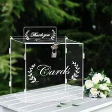 1 Set Transparent Acrylic Card Holder With Slots And Lock, DIY Large Wedding Card Storage Box Suitable For Wedding Reception, Elegant Party, Wedding, Birthday, Baby Shower, Graduation Ceremony And Other Occasions To Decorate Money Envelopes And Gift Cards - one-size - View 7