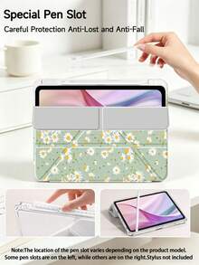 花卉淺綠色雛菊圖案保護殼，適用於 iPad Air 8(M4)2026(11英吋)、Air 4/5 10.9英吋、7/8/9代 10.2英吋，內建筆槽，適用於 Tab S6 10.4英吋、Kindle 第11代(2022/2024)、Kindle Clara 2E、Clara Colour、Clara BW (6英吋) 及 Libra Colour (7英吋)，可愛少女風時尚設計，平板電腦桌面裝飾，生日與節日禮物 - 彩色 - 查看 3