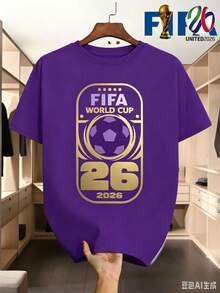 [FIFA Licensed]FIFA 2026 World Cup Logo Men's T-Shirt, World Cup Merchandise, Souvenirs, Casual Fashion Men's Clothing, - 紫色 - 查看 1
