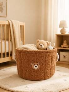 1pc Felt Storage Basket For Baby Items - Multipurpose Storage Bin, Suitable For Wardrobe, Shelves And Diaper Changing Table - Multicolor - View 1