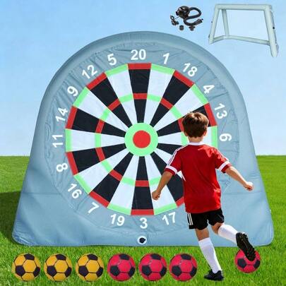 Inflatable Soccer Dart Board Kick Darts, Inflatable Darts Board, Soccer Dart Board, Games, Goalpost Game, With PUM6 Soccers Outdoor Backyard Parties